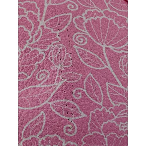 Backpack Charm Mini Pink White Floral Vinyl Zipper Ring Small Bag Coin Purse - Picture 4 of 7